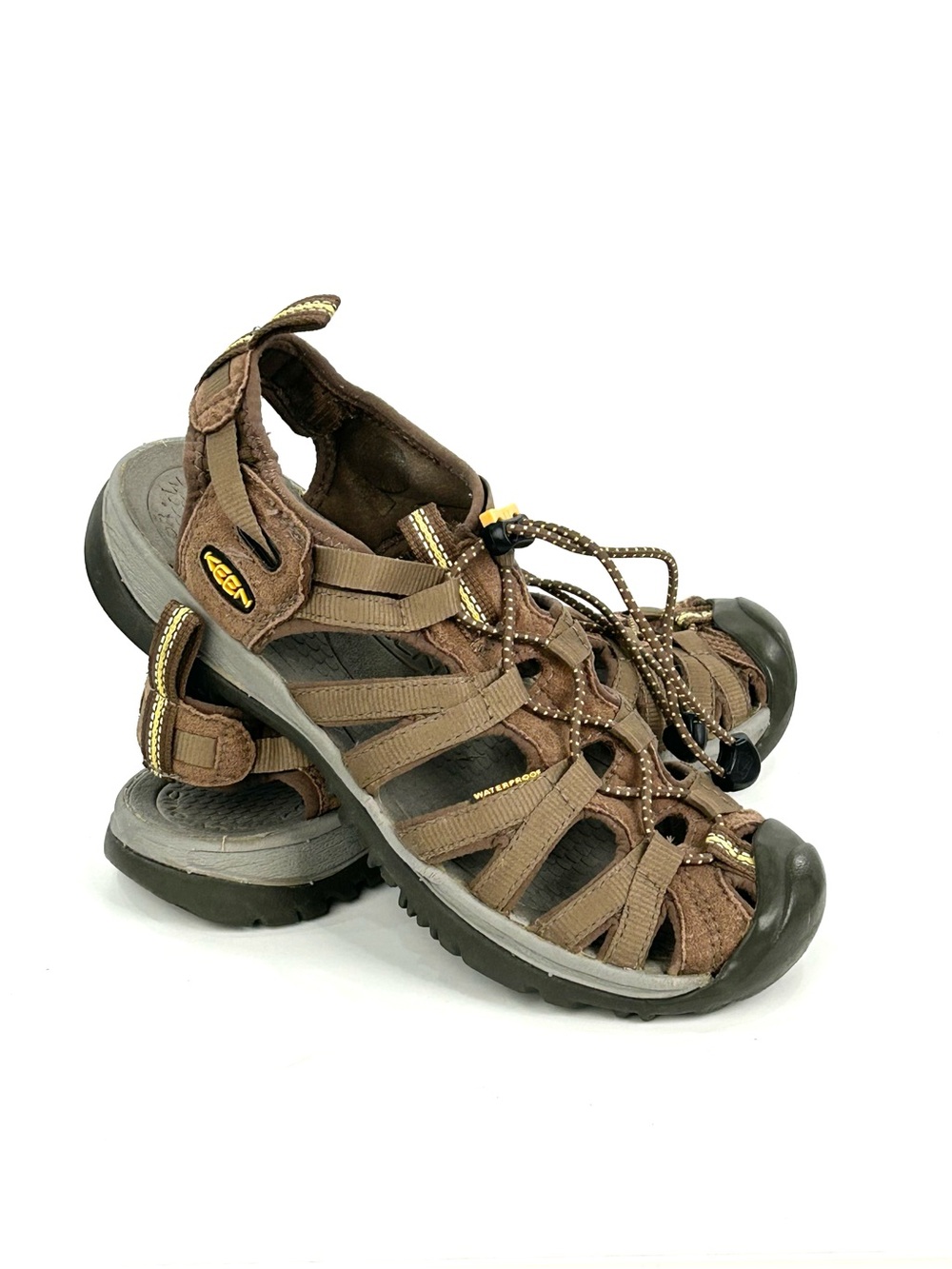 Keen Brown Sport Sandals with Yellow Accents